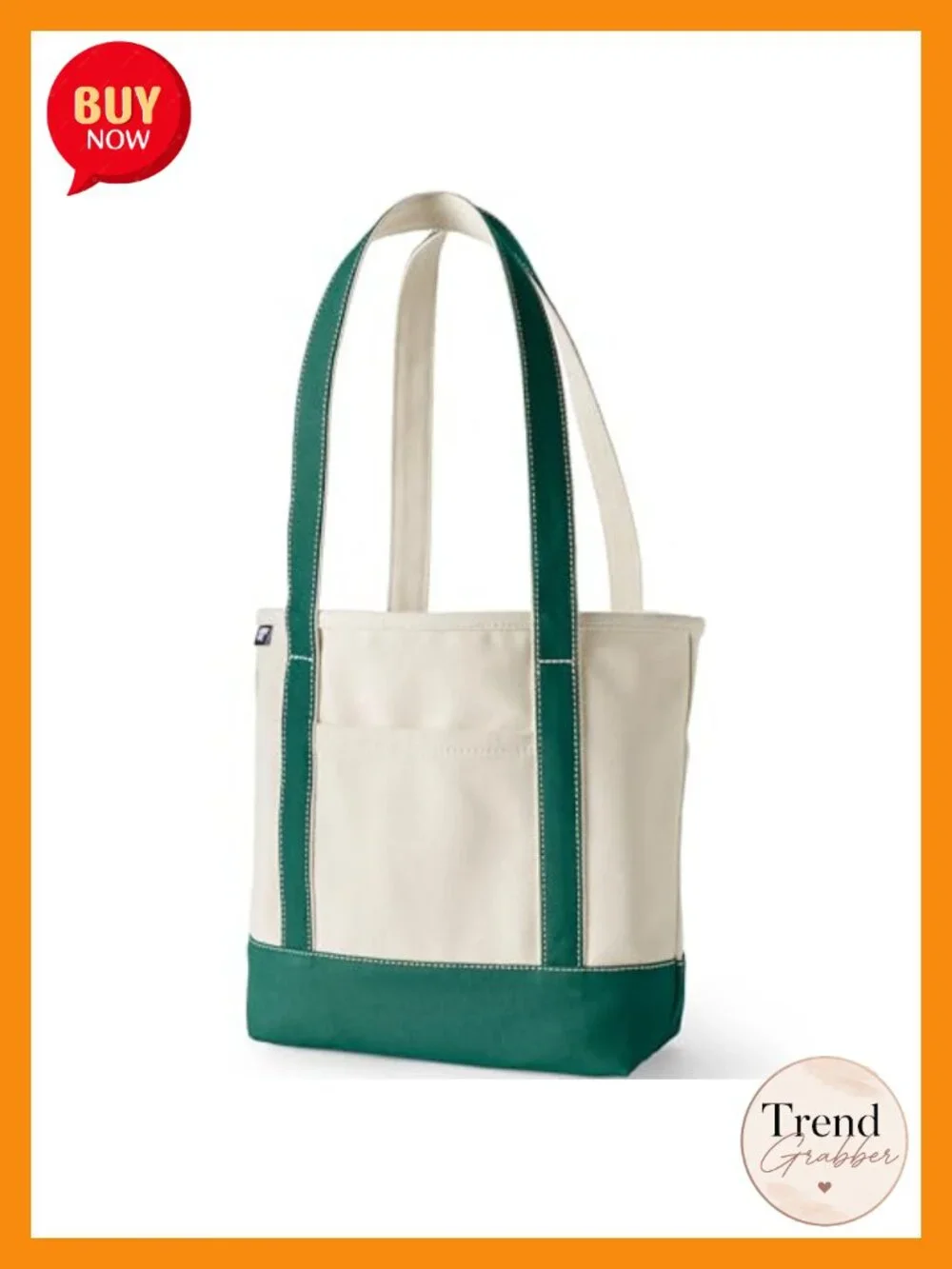 Medium Cotton Canvas Structured Open Top Tote with 5 Pockets